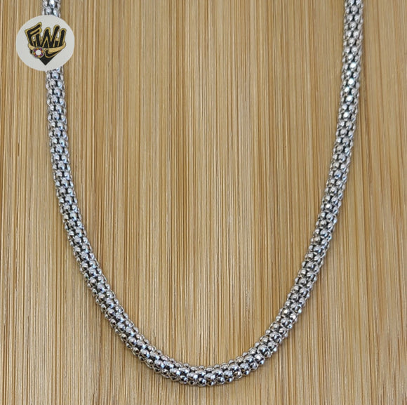 (2-8083) 925 Sterling Silver - 4mm Popcorn Link Chains. - Fantasy World Jewelry