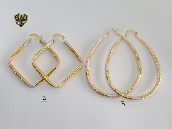(1-2771) Gold Laminate - Three Tone Hoops - BGO - Fantasy World Jewelry