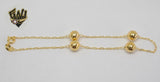 (1-0070) Gold Laminate - 1.5mm Link and Balls Anklet - 10" - BGO - Fantasy World Jewelry