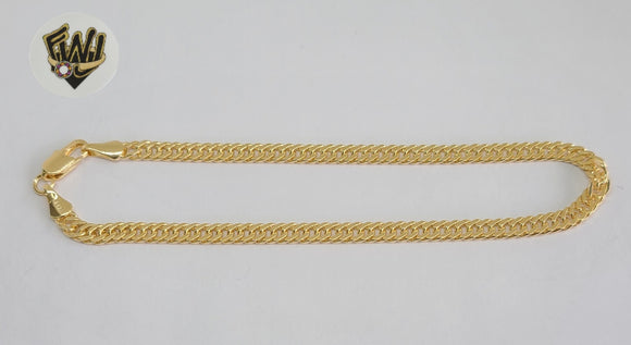 (1-0080) Gold Laminate - 4mm Double Cuban Link Anklet - 10