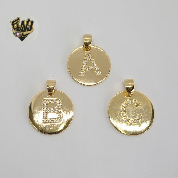 (1-2482-1) Gold Laminate - Round Letter Pendants - BGF - Fantasy World Jewelry