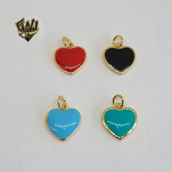(1-2170) Gold Laminate - Colorful Hearts Pendants - BGO - Fantasy World Jewelry