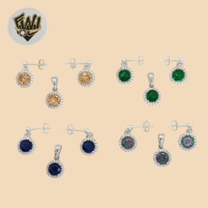 (2-6373) 925 Sterling Silver - Colorful Zircon Set. - Fantasy World Jewelry