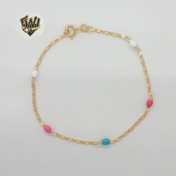 (1-0786) Gold Laminate - 1.5mm Multicolor Balls Bracelet - 7.5