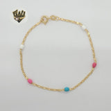 (1-0786) Gold Laminate - 1.5mm Multicolor Balls Bracelet - 7.5" - BGF - Fantasy World Jewelry