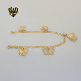 (1-0501) Gold Laminate - 3mm Figaro Link Butterfly Bracelet - BGF