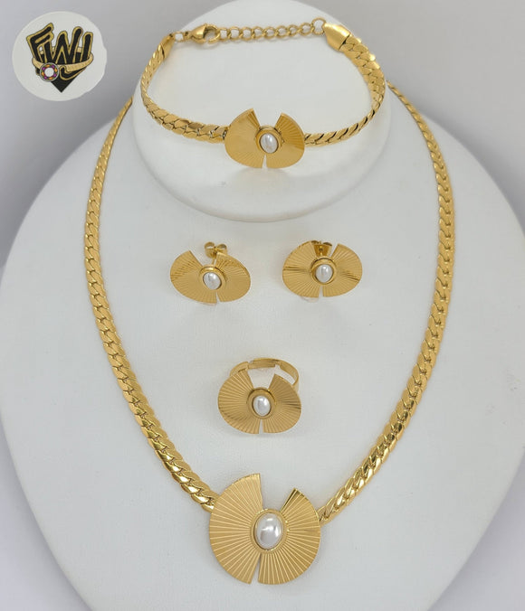 (4-7052) Acero inoxidable - Juego de perlas con eslabones curvos de 5,5 mm - 16,5