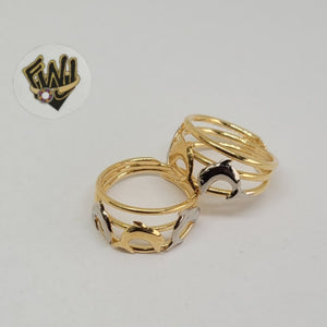(1-3081-1) Gold Laminate- Two Tone Dolphin Ring - BGF - Fantasy World Jewelry