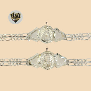 (2-0504) 925 Sterling Silver - 5.5mm Saint Figaro Bracelet - 8" - Fantasy World Jewelry