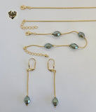 (1-6206) Gold Laminate - Snake Chain and Stones Set - BGO - Fantasy World Jewelry