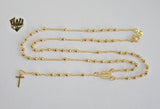 (1-3309-1) Gold Laminate - 2.5mm Beads Rosary Necklace - 18''- BGF - Fantasy World Jewelry