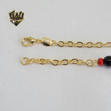(1-0688) Gold Laminate Bracelet - 2.5mm Rolo Link w/ Azabache- 7.5"- BGF - Fantasy World Jewelry
