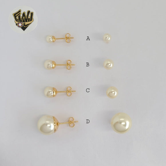 (1-1019-1) Gold Laminate - Pearl Stud Earrings - BGF ya