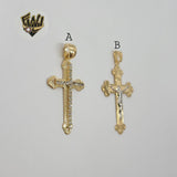 (1-2293) Gold Laminate - Cross Pendants - BGF