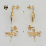 (1-1158) Gold Laminate - Long Earrings - BGF - Fantasy World Jewelry