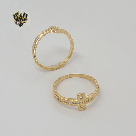 (1-3022) Gold Laminate - Zircon Cross Ring - BGF - Fantasy World Jewelry