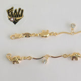 (1-0558) Gold Laminate Bracelet-6mm Elephant Bracelet -7.5''- BGF - Fantasy World Jewelry