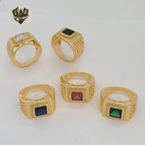 (1-3149) Gold Laminate - Squared Zircon Men Ring - BGO