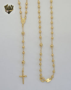 (1-3312-1) Gold Laminate - 3mm Miraculous Virgin Rosary Necklace - 18" - BGF.