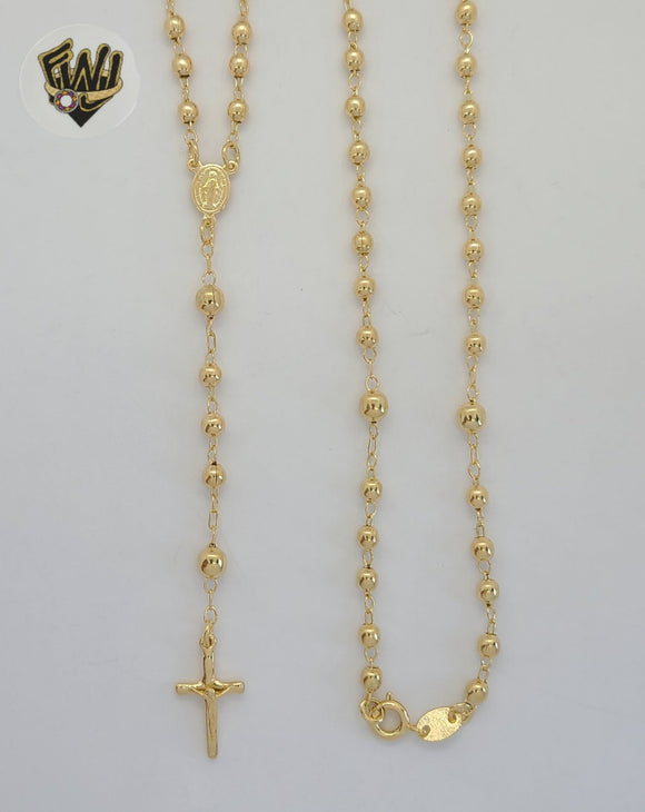 (1-3312-1) Laminado de oro - Collar del Rosario de la Virgen Milagrosa de 3 mm - 18