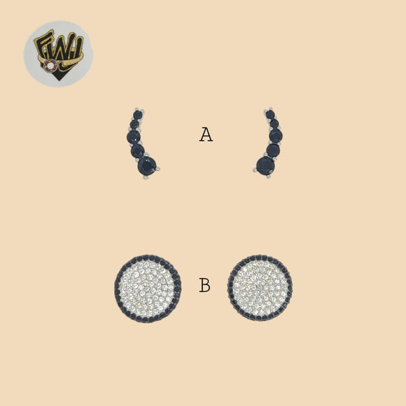 (2-3118) 925 Sterling Silver - Stud Zircon Earrings.