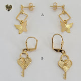 (1-1161) Gold Laminate - Long Earrings - BGF - Fantasy World Jewelry