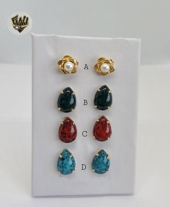 (1-1024) Gold Laminate - Studs Earrings - BGF - Fantasy World Jewelry