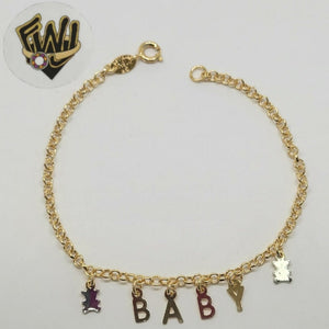 (1-0915) Gold Laminate - 3mm Rolo Link w/ Charms Bracelet - 7.5" - BGF - Fantasy World Jewelry