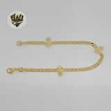 (1-0520) Gold Laminate - 3mm Marine Link Hamsa Hand Bracelet - BGF - Fantasy World Jewelry