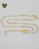 (1-3328-2) Laminado de oro - Collar Rosario Virgen de Guadalupe de 3 mm - 18" - BGF.