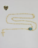 (1-3345-1) Gold Laminate - 3mm Our Lady of Charity Rosary Necklace - 20" - BGO.