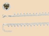 (2-0178-1) 925 Sterling Silver - 6mm Alternative Curb Link Anklet - 10" - Fantasy World Jewelry
