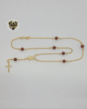 (1-3304) Gold Laminate - 6mm Beads Rosary Necklace - 18" - BGF. - Fantasy World Jewelry