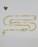 (1-3301) Gold Laminate - 3.5mm Beads Rosary Necklace - 19" - BGF - Fantasy World Jewelry