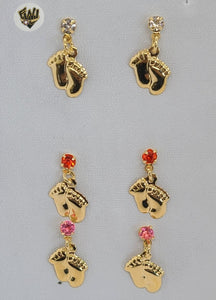 (1-1128) Gold Laminate - Long Earrings - BGF - Fantasy World Jewelry