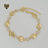 (1-0495) Gold Laminate - 9mm Happy Face Link Bracelet - 7" - BGF - Fantasy World Jewelry