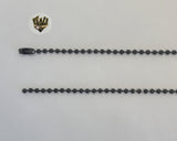 (4-3204) Stainless Steel - 3mm Black Balls Link Chain - 28" - Fantasy World Jewelry