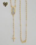 (1-3330-1) Gold Laminate - 2.5mm Two Tones Guadalupe Virgin Rosary Necklace - 18" - BGF.