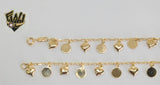 (1-0560) Gold Laminate Bracelet-2mm Paper Clip Link Bracelet w/Charms -7''-BGF - Fantasy World Jewelry