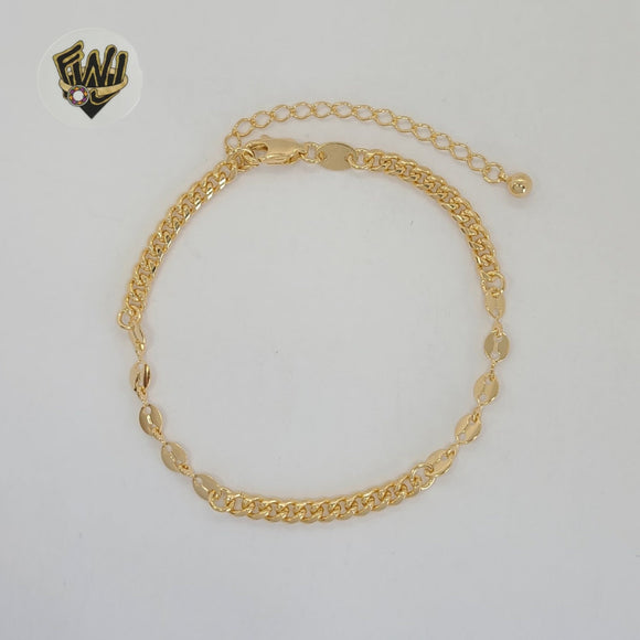 (1-0729) Gold Laminate - 4mm Curb Link Alternative Bracelet - 7