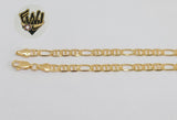 (1-0039) Gold Laminate - 5mm Flat Marine 3x1 Anklet 10" - BGF - Fantasy World Jewelry