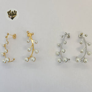 (4-2113) Stainless Steel - Pearl Earrings. - Fantasy World Jewelry