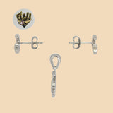 (2-6330) 925 Sterling Silver - Half Moon Zircon Set. - Fantasy World Jewelry