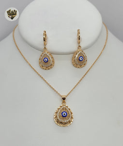 (1-6108) Gold Laminate- Evil Eye Set - BGO - Fantasy World Jewelry