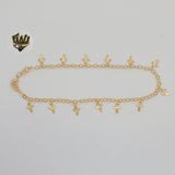 (1-0163) Gold Laminate - 3mm Open Link Crosses Anklet - 9.5" - BGF