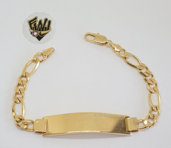 (1-60079) Gold Laminate - 7.5mm Figaro Link Men Bracelet w/Plate - 9