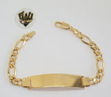 (1-60079) Gold Laminate - 7.5mm Figaro Link Men Bracelet w/Plate - 9" - BGF - Fantasy World Jewelry