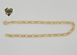 (1-0012) Laminado de oro - Tobillera con eslabones Figaro alternativos de 5 mm - 10" - BGF