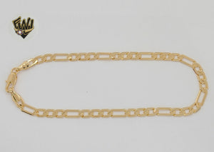 (1-0010) Gold Laminate - 4.5mm Flat Figaro Anklets - 10" - BGF - Fantasy World Jewelry