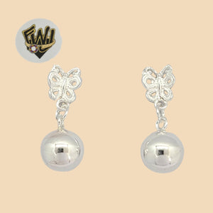 (2-3230) 925 Sterling Silver - Butterfly Dangle Earrings. - Fantasy World Jewelry